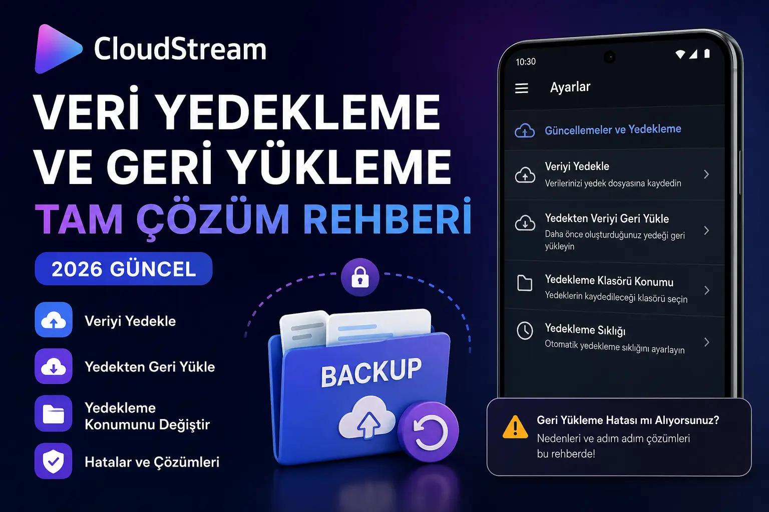 CloudStream veri yedekleme hataları ve çözümleri